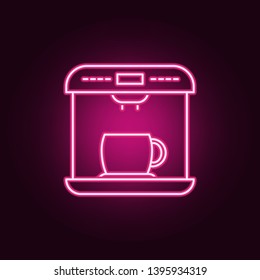 Coffee machine neon icon. Elements of Kitchen set. Simple icon for websites, web design, mobile app, info graphics