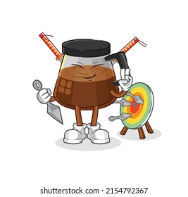 coffee machine ninja cartoon. character vector
