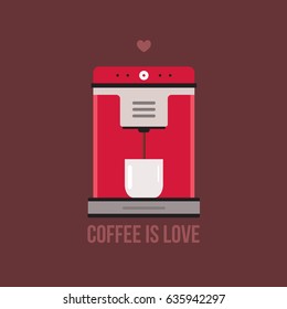 Coffee machine on brown background
