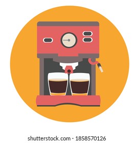 Coffee machine on orange background Vector illustration