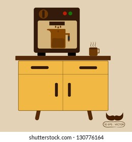 Coffee machine on table