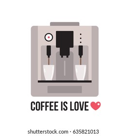 Coffee machine on white background