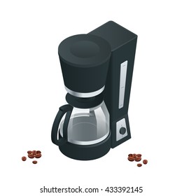 Coffee Machine On Write Background. Home And Office Equipment. ?offe Maker. 