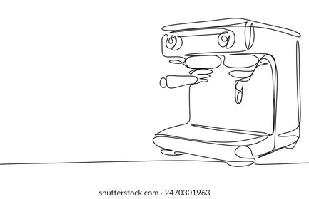 Coffee Machine one line continuous. Line art coffee equipment. Hand drawn vector art.