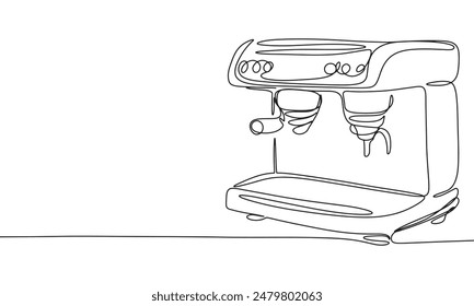 Máquina de café una línea continua. Máquina de café espresso. Arte vectorial dibujado a mano.