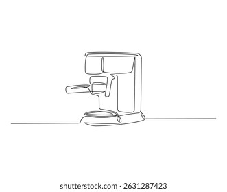 Coffee machine outline drawing illustration. Continuous line draw of technology equipment vector