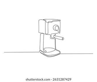 Coffee machine outline drawing illustration. Continuous line draw of technology equipment vector