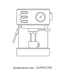 Coffee Machine Outline Icon Illustration on White Background