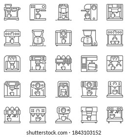 Coffee Machine outline icons set - vector Coffee Maker concept symbols or design elements