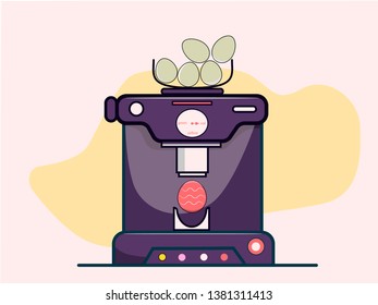 Coffee machine Painting eggs for Easter. Patterns and drawings.