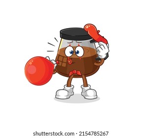 coffee machine pantomime blowing balloon. cartoon mascot vector