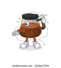 máquina de café con carácter de plano de papel. vector de mascota de dibujos animados