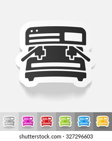coffee machine paper sticker with shadow. Vector illustration