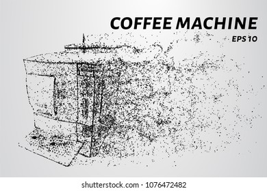 Coffee machine from the particles. Coffee machine consists of dots and circles.