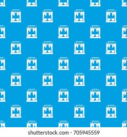 Coffee machine pattern repeat seamless in blue color for any design. Vector geometric illustration