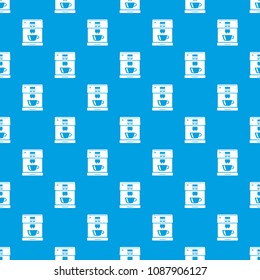 Coffee machine pattern vector seamless blue repeat for any use