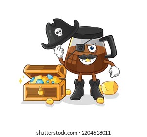 coffee machine pirate with treasure mascot. cartoon vector