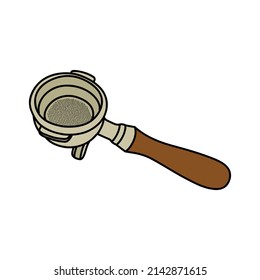 coffee machine portafilter doodle icon, vector illustration