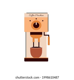 Kaffeemaschine, die Getränke in Tasse gießt - professioneller Kaffeemaschine, der heiße Getränke braut. Dunkler Espresso in Cartoon-Mug und Elektrogerät, einzelne Vektorgrafik.