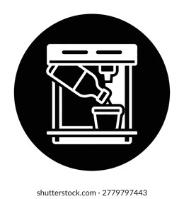 A coffee machine pouring a hot drink into a cup on a tray, isolated on black background