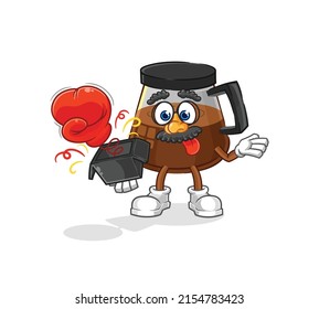 coffee machine prank glove in the box. cartoon mascot