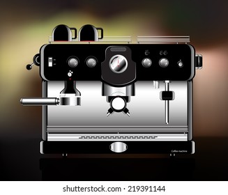 Coffee machine realistic black. vector illustration.