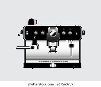 Coffee machine realistic black. vector illustration.