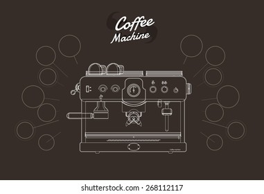 Coffee machine realistic black. vector illustration.