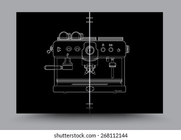 Coffee machine realistic black. vector illustration.