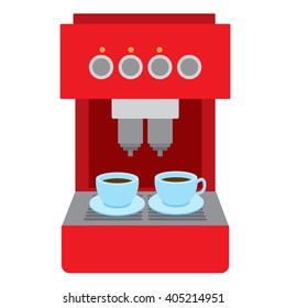 Coffee machine red. Appliances color illustration.