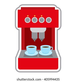 Coffee machine red. Appliances color illustration.