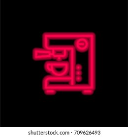 Coffee machine red glowing neon ui ux icon. Glowing sign logo vector
