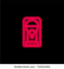 Coffee machine red glowing neon ui ux icon. Glowing sign logo vector