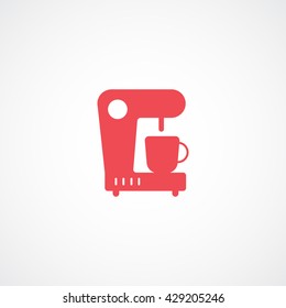 Coffee Machine Red Icon On White Background