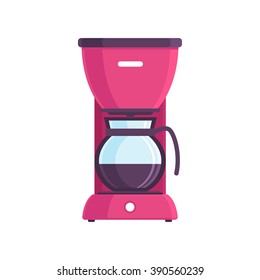 Coffee machine red, vector, flat, coffee, drink