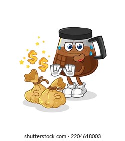Coffee Machine Refuse Money Illustration. Character Vector