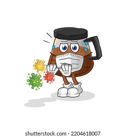 Coffee Machine Refuse Viruses Cartoon. Cartoon Mascot Vector