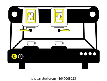 coffee machine for a restaurant or bar. Icon in a linear style. Isolated vector on white background