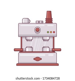 Coffee Machine Retro Icon Minimal Flatline Design Vector Illustration