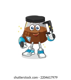 personaje de robot de máquina de café. vector de mascota de dibujos animados