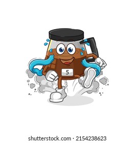coffee machine runner character. cartoon mascot vector