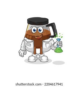 personaje científico de la máquina de café. vector de mascota de dibujos animados
