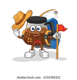 coffee machine scout vector. cartoon character