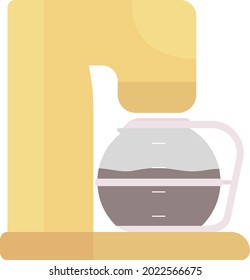 Objeto vector de color semiplano de máquina de café. Elemento de tamaño completo sobre blanco. Aparato de cocina. Espresso automático aislado moderno ilustración de estilo de dibujos animados para diseño gráfico y animación