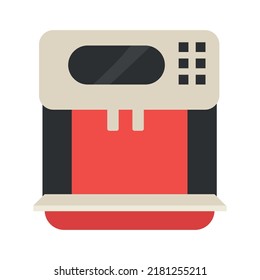 Objeto vector de color semiplano de máquina de café. Fresca y fuerte elaboración de bebidas. Equipamiento de bar. Elemento de tamaño completo sobre blanco. Ilustración de estilo de caricatura simple de tecnología para diseño gráfico web y animación