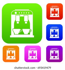 Coffee machine set icon in different colors isolated vector illustration. Premium collection