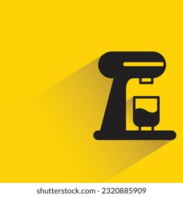 coffee machine with shadow on yellow background