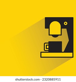 coffee machine with shadow on yellow background