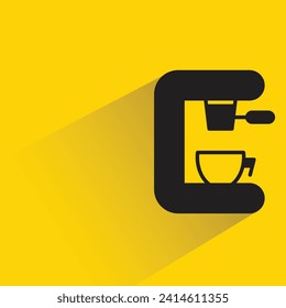 coffee machine with shadow on yellow background