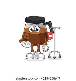 coffee machine sick in IV illustration. character vector